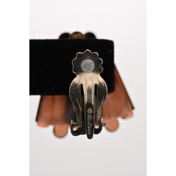 Matisse Renoir Vintage Copper Clip On Earrings Red Black Enamel Signed 60s BinZ - Picture 9 of 12